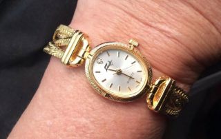 Pretty Faberge Rhinestone Gold Tone Braided Band Quartz Watch For Women