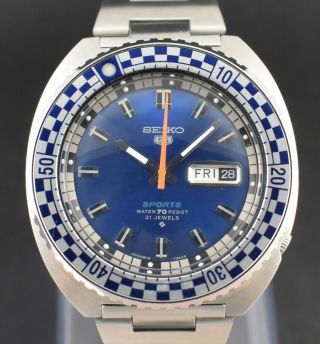 Vintage Seiko 5 Sports Rally Diver Water 70 Resist Automatic Cal.  6119a Watch