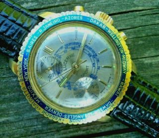 Serviced 1950s Lucerne Sport Swiss World Time 36mm Stop - Start Chronograph