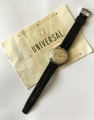 Vintage Universal Geneve Swiss Made Classic Dial Buckle & Papers
