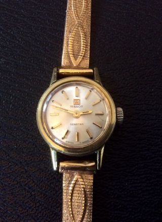 Vintage Tissot Seastar Ladies Cocktail Watch,  Swiss Made,  Rolled Gold,  Art Deco