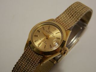 Vintage Rolex Tudor Princess Oysterdate Gold Tone Ladies Watch W/ Papers