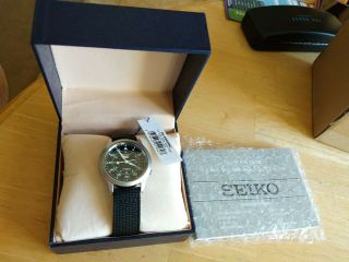 Seiko Stainless Steel Case Black Cloth Band - (snk809k2).