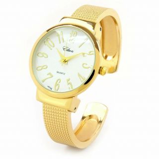 Gold Mesh Style Band Large Dial Easy To Read Women 