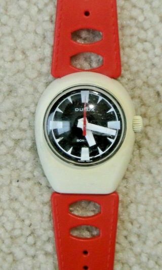 Rare Vintage Dulux Bon - Air Ladies Swiss 17J Bubble Plastic Watch - Runs 4