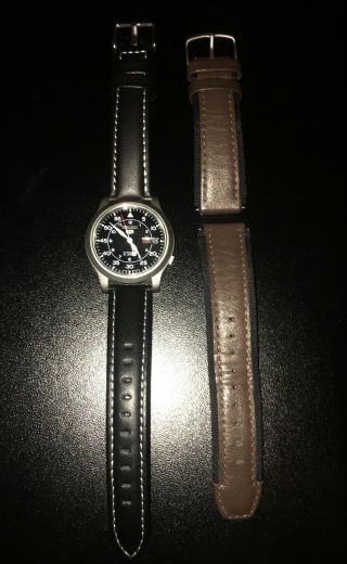 Seiko 5 Automatic 21 Jewels Stainless Steel Case With Black Band And Brown Band 5