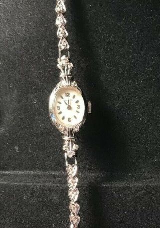 Longines Ladies Vintage 14k White Gold And Diamonds Cocktail Watch.