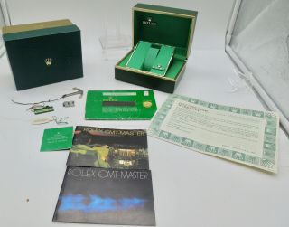 Vintage Rare Rolex Green Watch Box Gmt Submariner Links Anchor Paperwork Parts