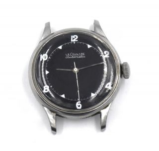 Vintage Lecoultre 12a Automatic Bumper Wristwatch 17j Black Dial Stainless Steel