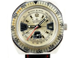 Continental Technic - Line Diver Double Second Vintage Swiss Mens Watch 70s.