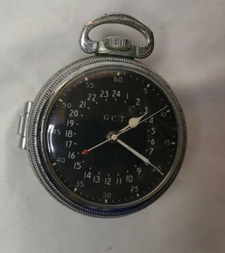 Vintage Ww2 Us Military Hamilton G.  C.  T.  Pocket Watch An5740 Part 33106