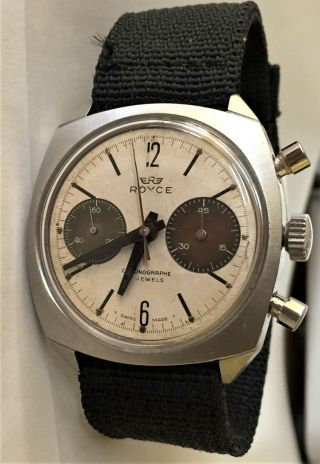 Mens Vintage Royce Chronograph Stainless Steel Panda Dial Watch