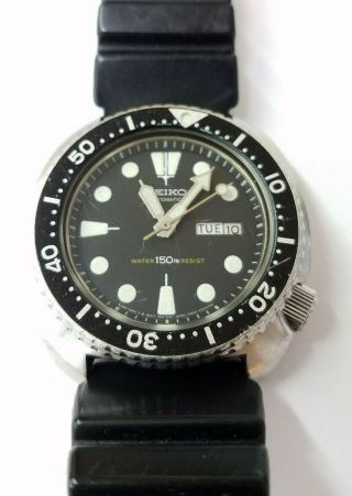 Mens Vintage (1984) Seiko Automatic Turtle Diver Watch 6309 - 7049 150m 17 Jewel