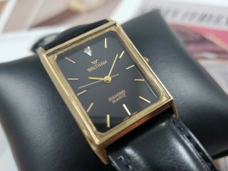 Vintage Waltham Diamond Quartz Gold Tone Watch.