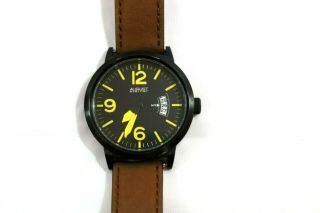 August Steiner As8012yl Swiss Quartz Date Yellow Accented Black Mens Watch