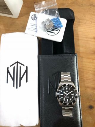 Nth Nacken Modern Black Näcken Date 300m Dive Diver Watch Wristwatch Full Kit