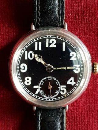 Antique Ww1 Officers 0.  935 Solid Silver A.  Schild Francois Borgel Trench Watch