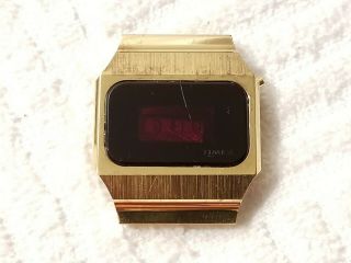 Vintage Timex H Cell 202 Red Led Digital Watch Gold Plated France Case