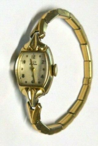 Vintage Ladies Elgin Deluxe 17 Jewel 10k Gold Filled Wristwatch