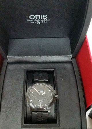 Oris Automatic Day Date Mens Black Dial Wristwatch 7641 - 47 Box
