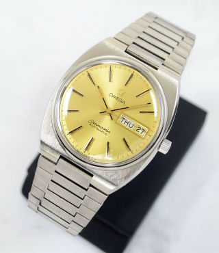 VINTAGE OMEGA SEAMASTER AUTO CAL1020 DAY&DATE YELLOW GOLD DIAL MEN ' S WATCH 3
