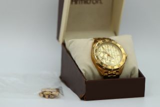 Mens Armitron Gold Tone Wrist Watch Chronograph 20/4664gp 6p298 Box