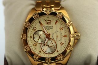 Mens armitron gold tone wrist watch chronograph 20/4664gp 6p298 box 3