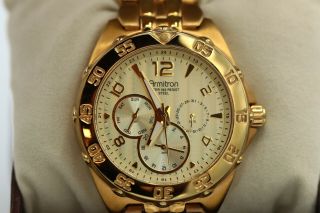 Mens armitron gold tone wrist watch chronograph 20/4664gp 6p298 box 4