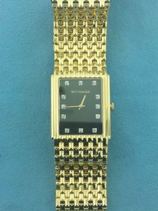 Stunning Mens 12 Diamond Wittnauer Quartz Watch Retail $650 Wn3083