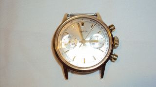 Zodiac Carrera 17 Jewel Swiss Chronograph Watch Valjoux 7730 Repair Good Balance