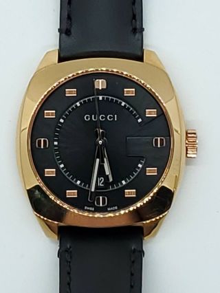 Gucci Gg2570 Black Dial Black Leather Men 