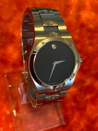 Authentic Movado Luno Mens 0605556 Sport Watch S.  S Black Dial Retail $1095