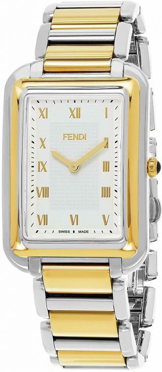 Fendi F701114000 Classico Two Tone Rect Sapphire Crystal Dial Swiss Mens Watch