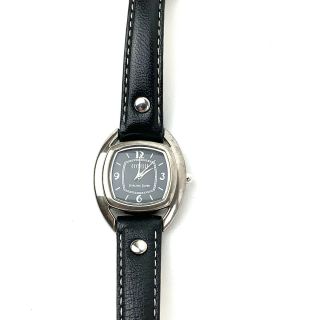Ecclissi Sterling Silver Watch Square Black Face Thin Leather Black Band 4