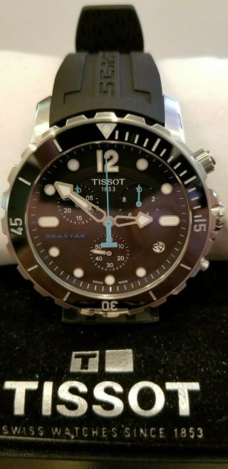 Tissot Seastar Mens Black Rubber Swiss Quartz Watch T0664171705700