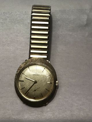 Vintage 1960s Men’s Omega 14k Solid Gold Wrist Watch W Hidden Lugs