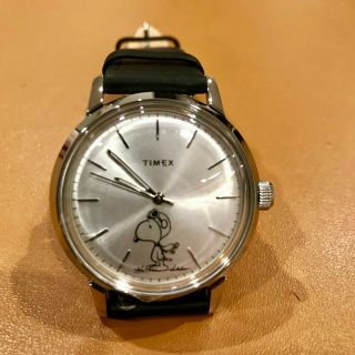 Timex Marlin Automatic X Peanuts Snoopy 40mm Leather Strap Watch Ships