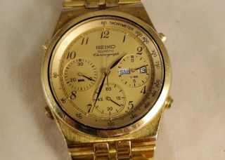 Rare Retro Seiko 7a38 - 7289 Chronograph Day Date Speedy Gold Dial Parts Repair