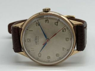 Vintage 9k 9ct Solid Gold Mens Oversized Trebex Swiss Watch
