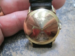Vintage Lord Elgin Direct Readin Jump Hour Chevron 14k Gold Filled Running Watch