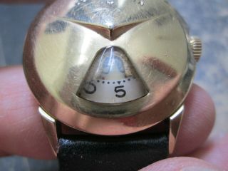 Vintage Lord Elgin DIRECT READIN JUMP HOUR CHEVRON 14K Gold Filled Running Watch 4