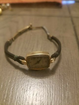 Vintage Ladies Tavannes Swiss 17 Jewels Watch 14k Gold1/20 12k K.  G.  F Wristband