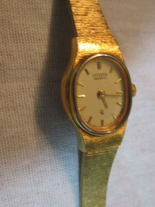 Ladies Watch By Citizen With Gold Finish - Needs Battery