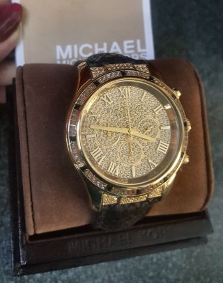Gorgeous Rare Michael Kors Layton Glitz Watch Mk2310 Very Hard To Find $350