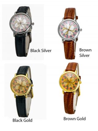 Infinity:women Leather Band Roulette Wheel Face Ball Moving Analog Watch
