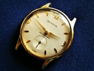 Vintage Benrus 17 Jewel Mans Watch 1950s For Repair Or Parts