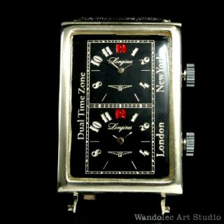Longines Vintage Men ' s Wrist Watch Art Deco Men Black Silver Mens Wristwatches 3