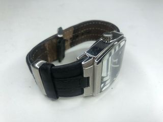 E Kenneth Cole Black Leather Silver Watch Needs Battery Day/Date Japan 2