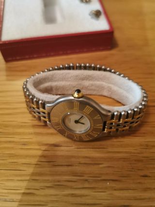 CARTIER Stainless Steel and 18k Yellow Gold Must De Cartier 21 Bracelet Watch. 4