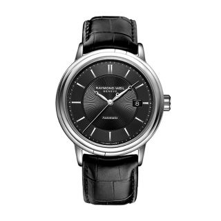 Raymond Weil Mens Maestro Automatic Black Dial Leather Watch - 2847 - Stc - 20001